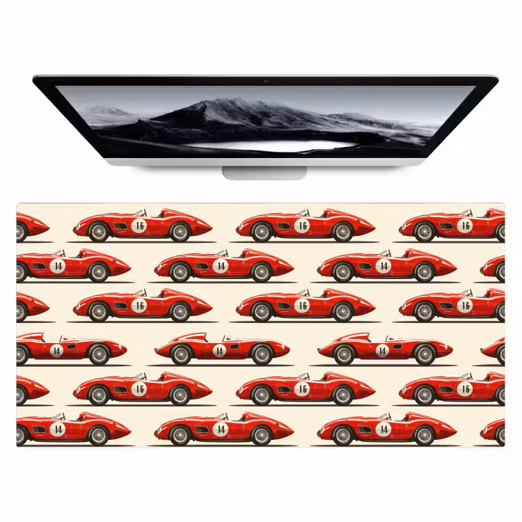 Raceauto - Retro - Rood Muismat XXL klein 681 -zzz3d
