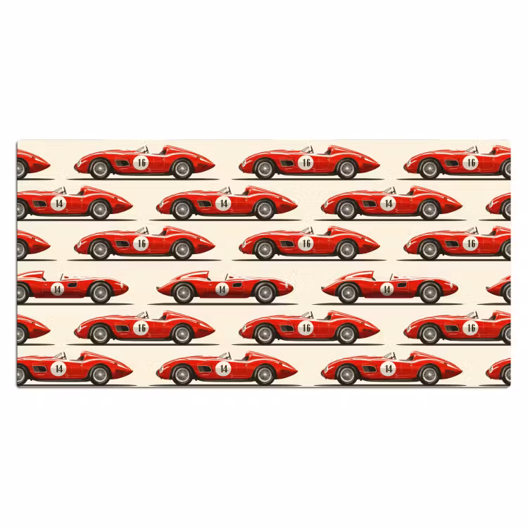 Raceauto - Retro - Rood Muismat XXL klein 681 -3d_leeg