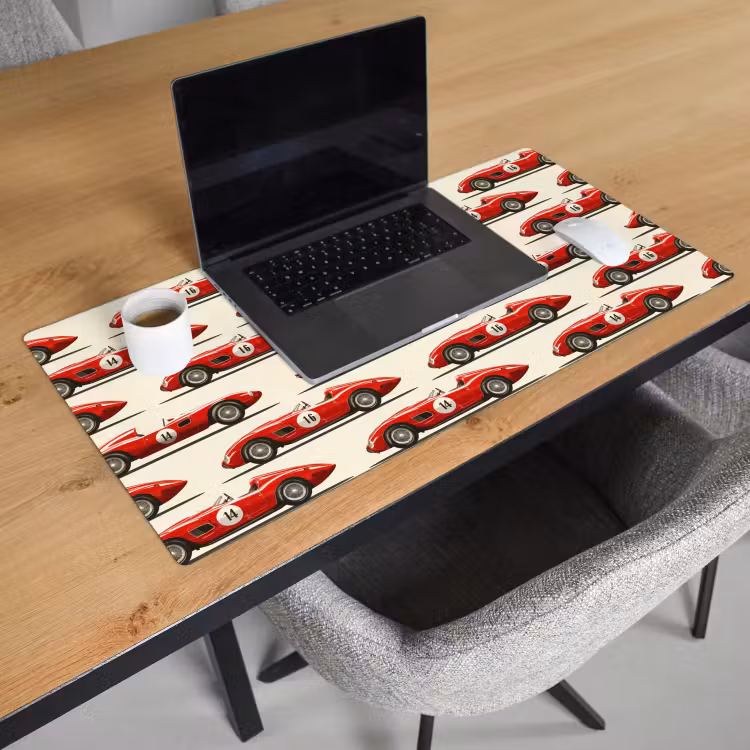 Raceauto - Retro - Rood Muismat XXL klein 681 -sfeer1
