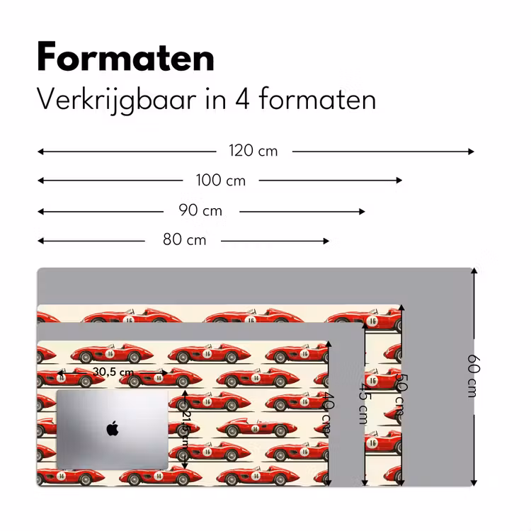 Raceauto - Retro - Rood Muismat XXL klein 681 -sfeer5