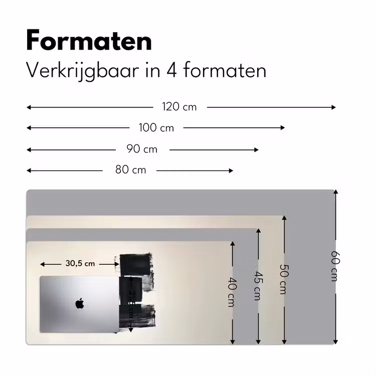 Rechthoeken - Penseelstreken - Abstract - Zwart Muismat XXL klein -sfeer5