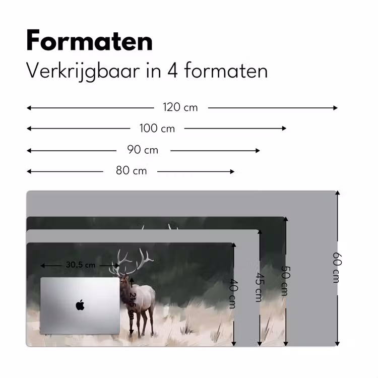 Edelhert - Gewei - Schildering - Rustiek Muismat XXL klein -sfeer5