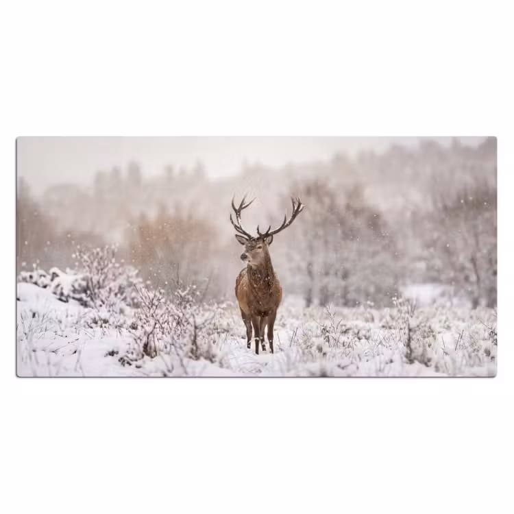 Edelhert - Bos - Sneeuw - Winter - Majestueus Muismat XXL klein -3d_leeg