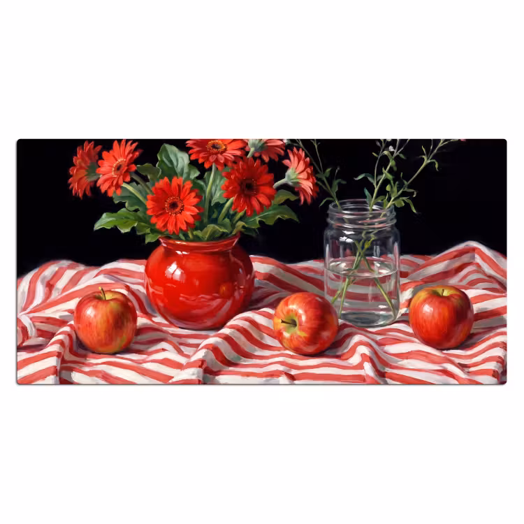 Desk Mat - Red Flowers - Vase - Rode bloemen - Vaas Muismat XXL klein