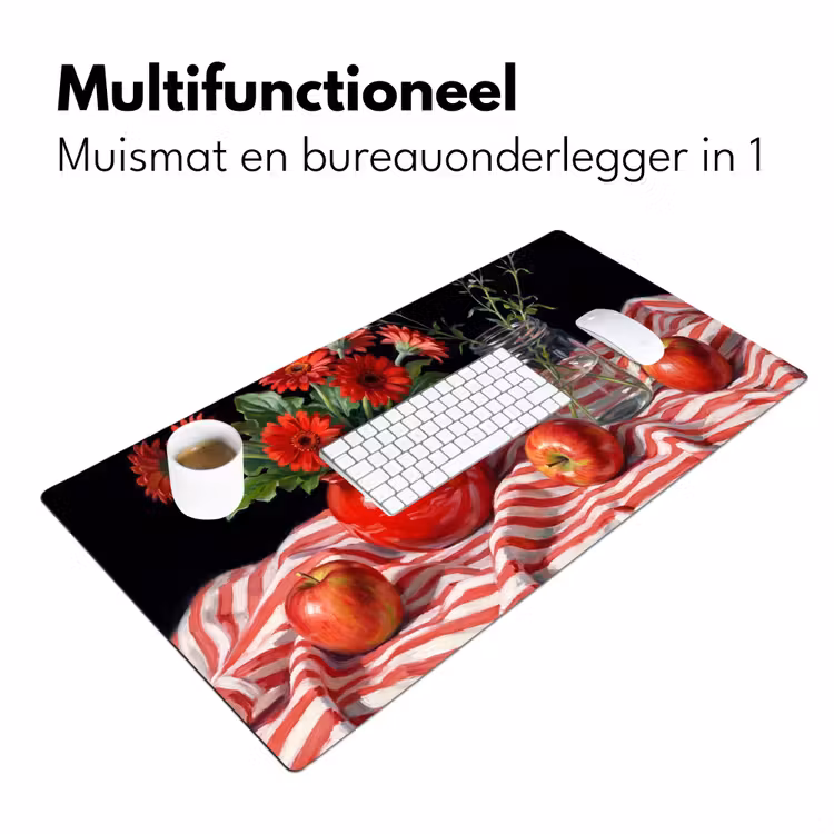 Desk Mat - Red Flowers - Vase - Rode bloemen - Vaas Muismat XXL klein