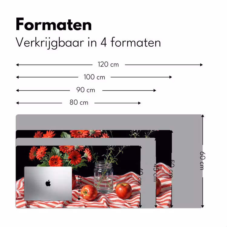 Desk Mat - Red Flowers - Vase - Rode bloemen - Vaas Muismat XXL klein