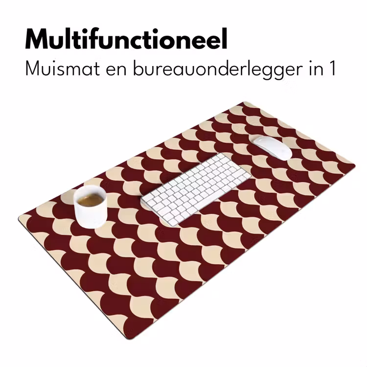 Rood - Tegelpatroon - Crème Muismat XXL klein 681 -sfeer4