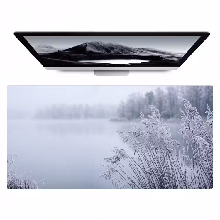 Riet - Bevroren - Winter - Natuur Muismat XXL klein -zzz3d