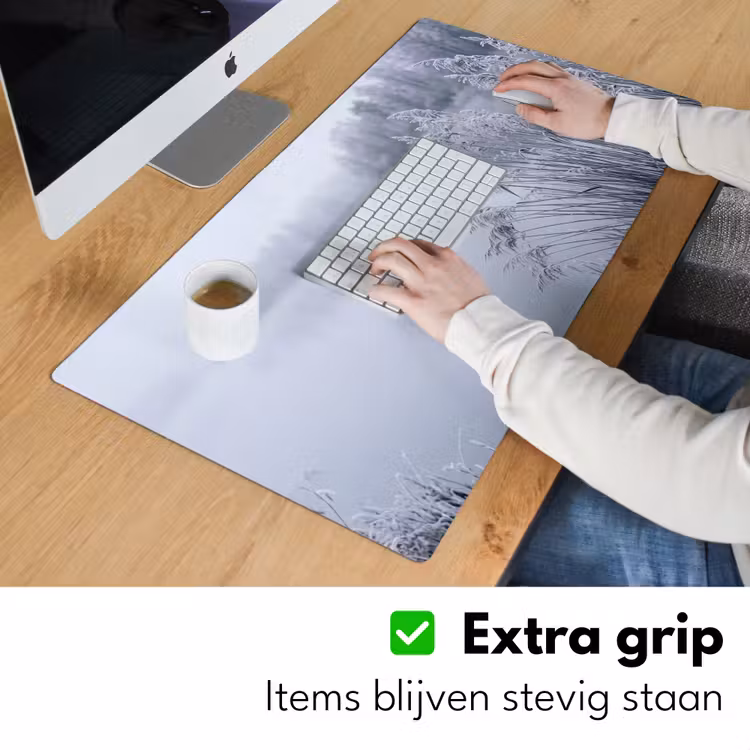 Riet - Bevroren - Winter - Natuur Muismat XXL klein -sfeer3