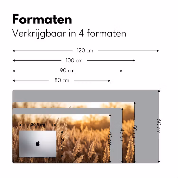 Rietpluimen - Gras - Zonsondergang - Goud - Serene Muismat XXL klein -sfeer5