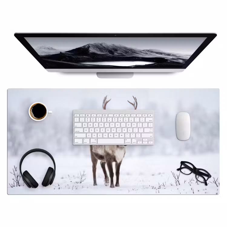 Rendier - Gewei - Toendra - Sneeuw - Wild Muismat XXL klein -3d
