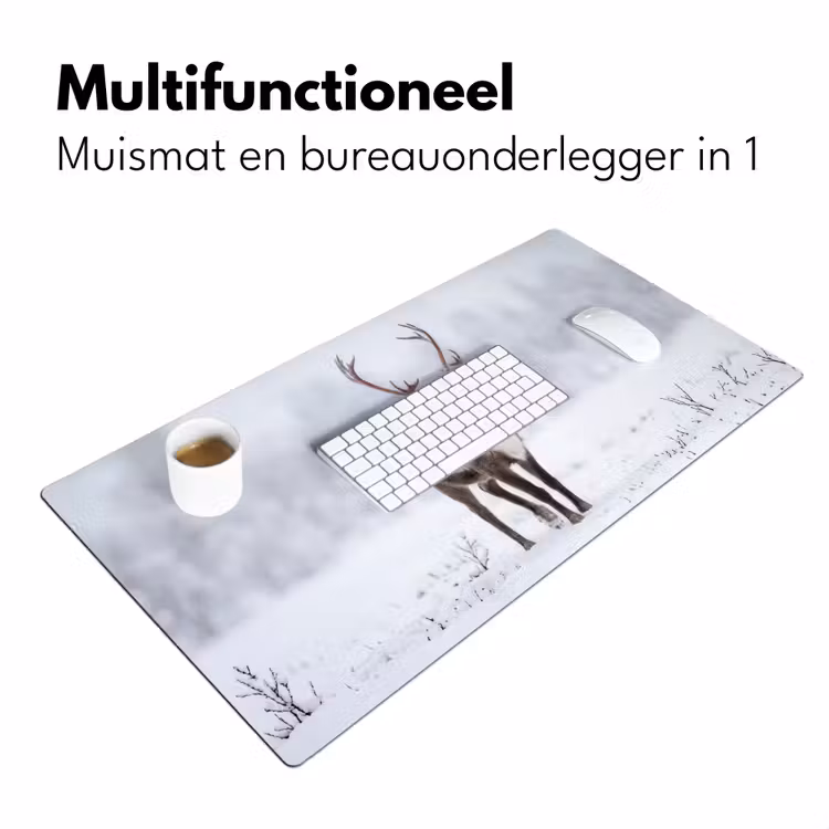 Rendier - Gewei - Toendra - Sneeuw - Wild Muismat XXL klein -sfeer4
