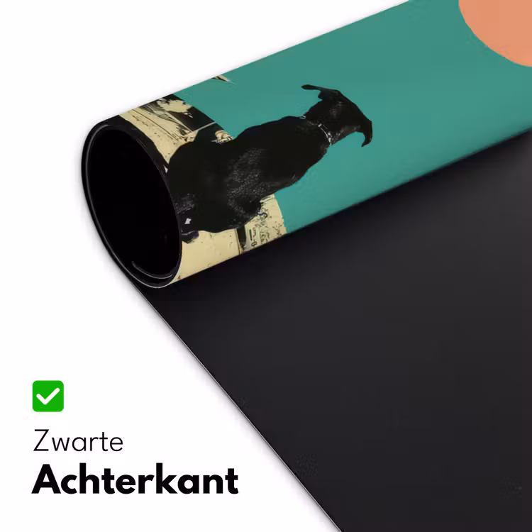 Retro - Jongen - Hond - Rood - Groen Muismat XXL klein -sfeer2