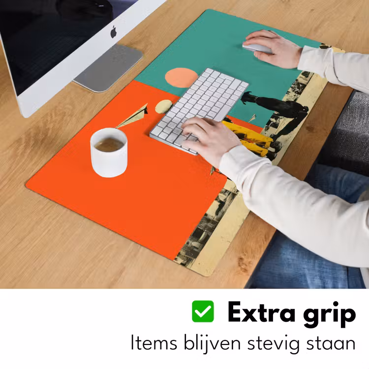 Retro - Jongen - Hond - Rood - Groen Muismat XXL klein -sfeer3