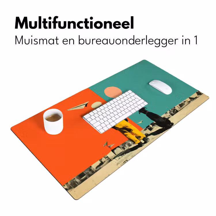 Retro - Jongen - Hond - Rood - Groen Muismat XXL klein -sfeer4