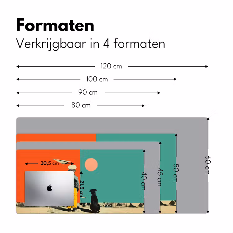 Retro - Jongen - Hond - Rood - Groen Muismat XXL klein -sfeer5