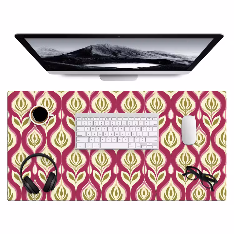Retro - Floraal - Paars Muismat XXL klein 681 -3d