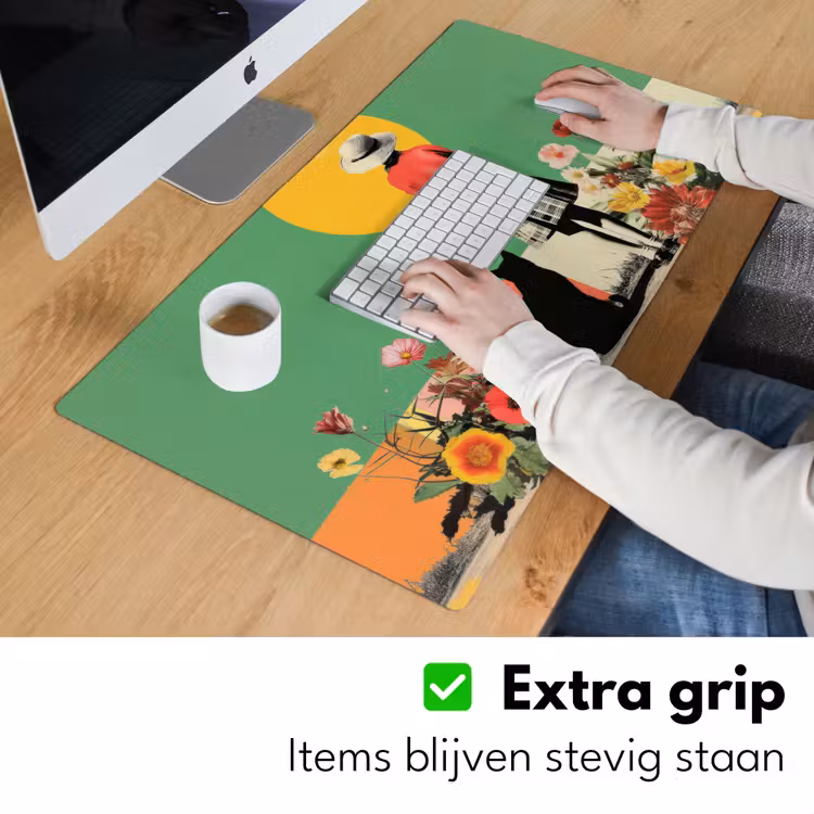 Retro - Meisje - Kat - Zon Muismat XXL klein -sfeer3
