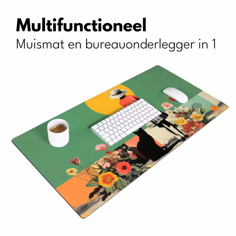 Retro - Meisje - Kat - Zon Muismat XXL klein -sfeer4