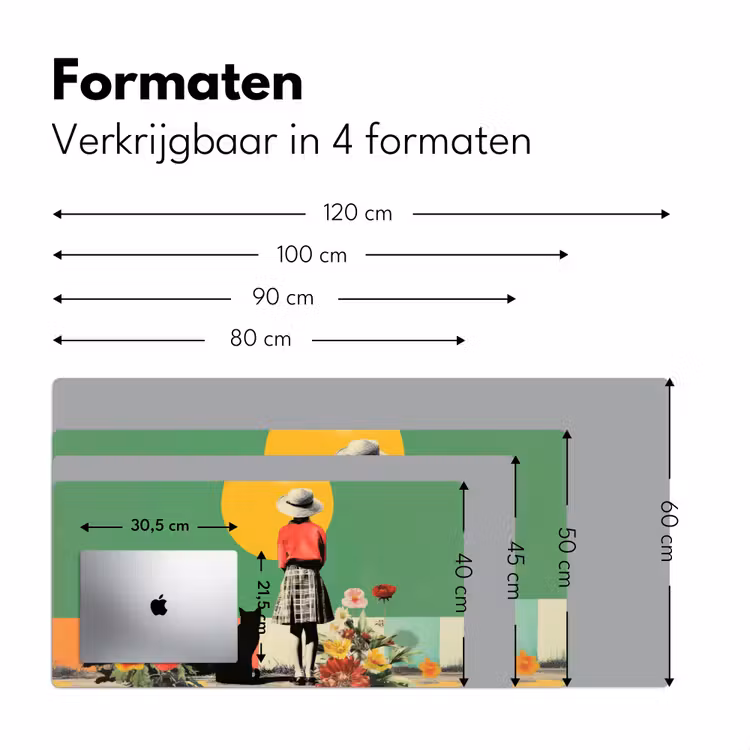 Retro - Meisje - Kat - Zon Muismat XXL klein -sfeer5