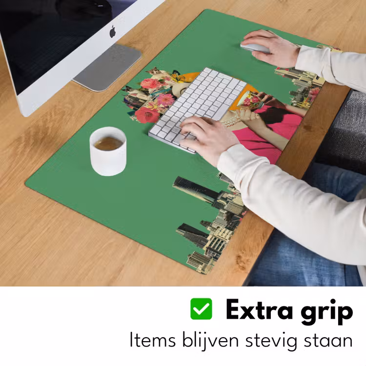 Retro - Vrouw - Stad - Zon Muismat XXL klein -sfeer3