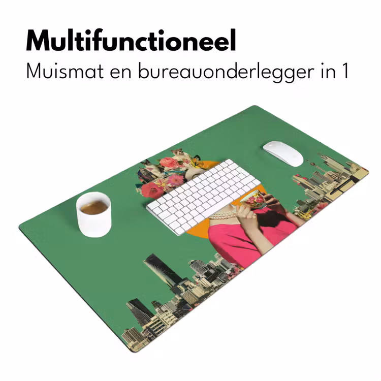 Retro - Vrouw - Stad - Zon Muismat XXL klein -sfeer4