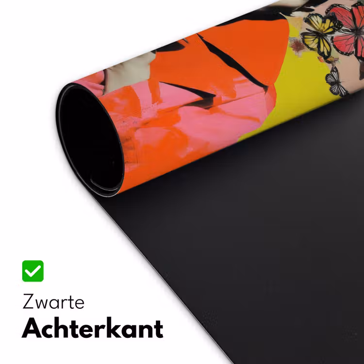 Retro - Vrouw - Kopje - Vlinders Muismat XXL klein -sfeer2