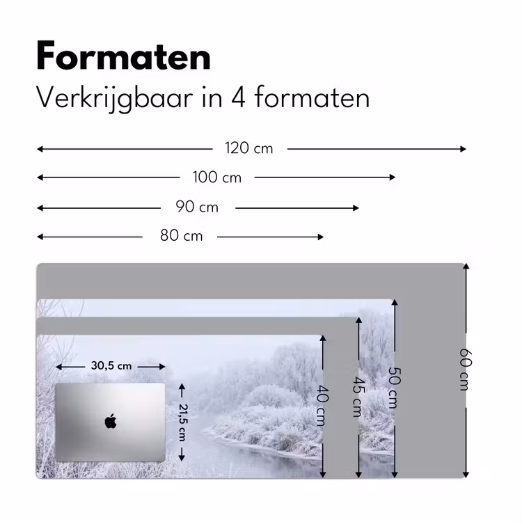 Rivier - Sneeuw - Bos - Winter - Schilderachtig Muismat XXL klein -sfeer5