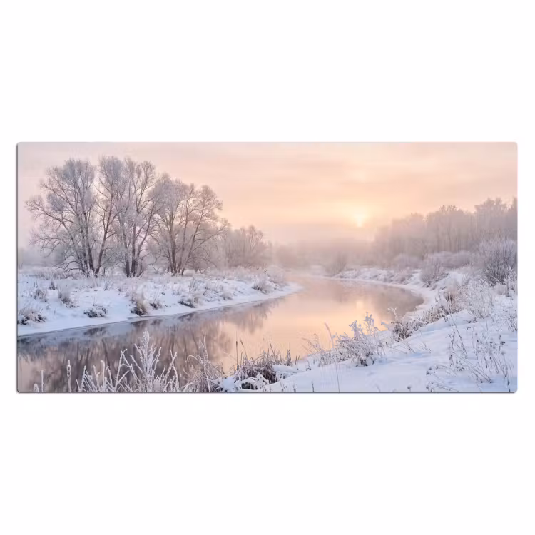 Rivier - Winter - Landschap - Sneeuw - Zonsopgang Muismat XXL klein -3d_leeg