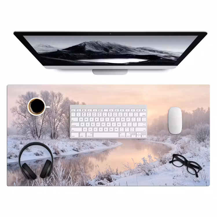 Rivier - Winter - Landschap - Sneeuw - Zonsopgang Muismat XXL klein -3d