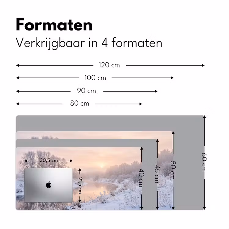 Rivier - Winter - Landschap - Sneeuw - Zonsopgang Muismat XXL klein -sfeer5