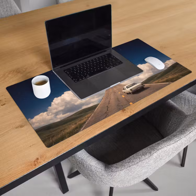 Desk Mat - Road - Moon - Night - Weg - Maan - Nacht Muismat XXL klein