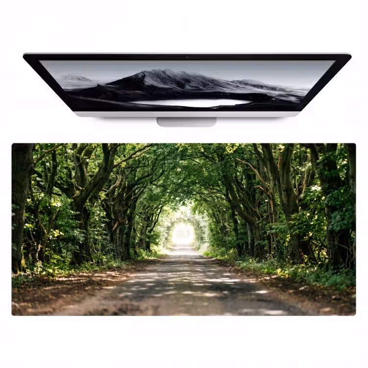 Weg - Bomen - Natuur - Groen Muismat XXL klein -zzz3d