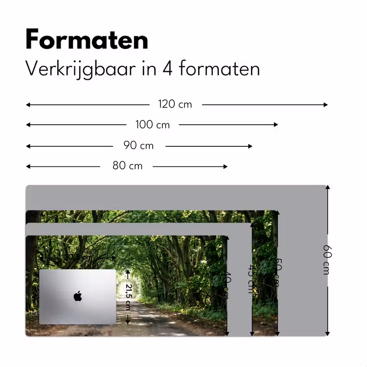 Weg - Bomen - Natuur - Groen Muismat XXL klein -sfeer5