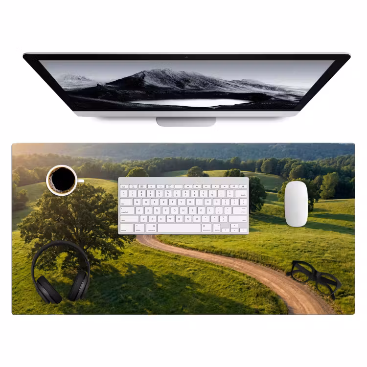 Weg - Weide - Natuur - Groen Muismat XXL klein -3d