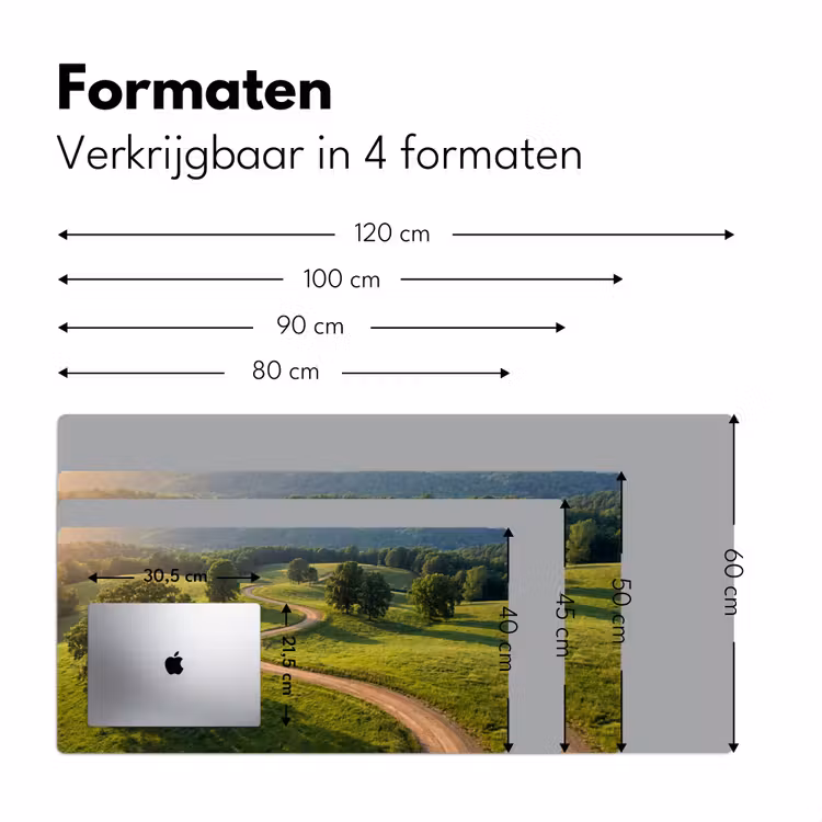 Weg - Weide - Natuur - Groen Muismat XXL klein -sfeer5