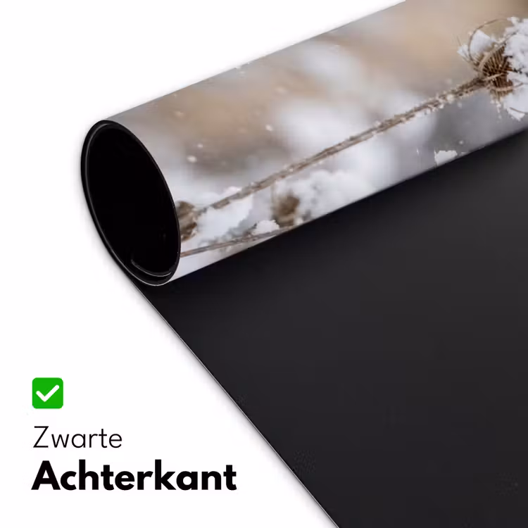 Roodborstje - Gedroogde bloem - Sneeuw - Winter - Vertederend Muismat XXL klein -sfeer2