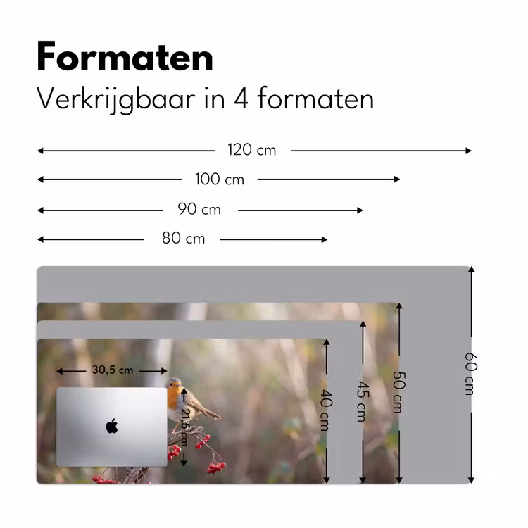 Roodborst - Tak - Bessen - Natuur Muismat XXL klein -sfeer5