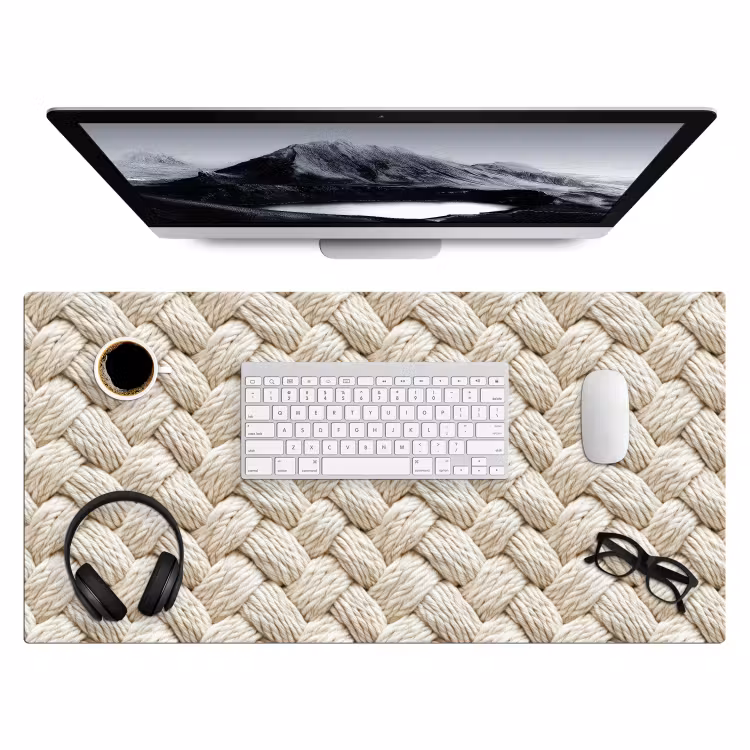 Touw - Gebreid - Beige Muismat XXL klein 681 -3d