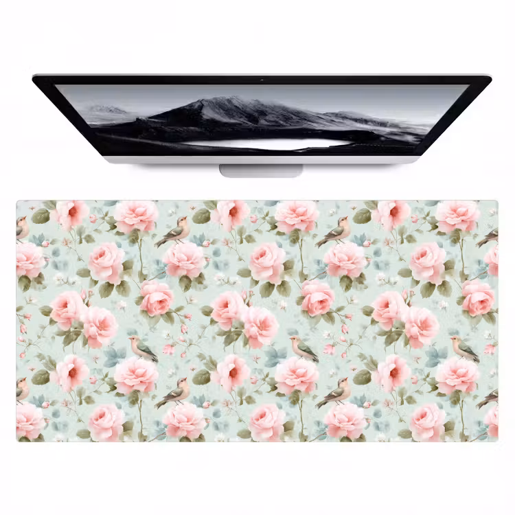 Rozen - Vogels - Pastel - Kleurrijk Muismat XXL klein 681 -zzz3d
