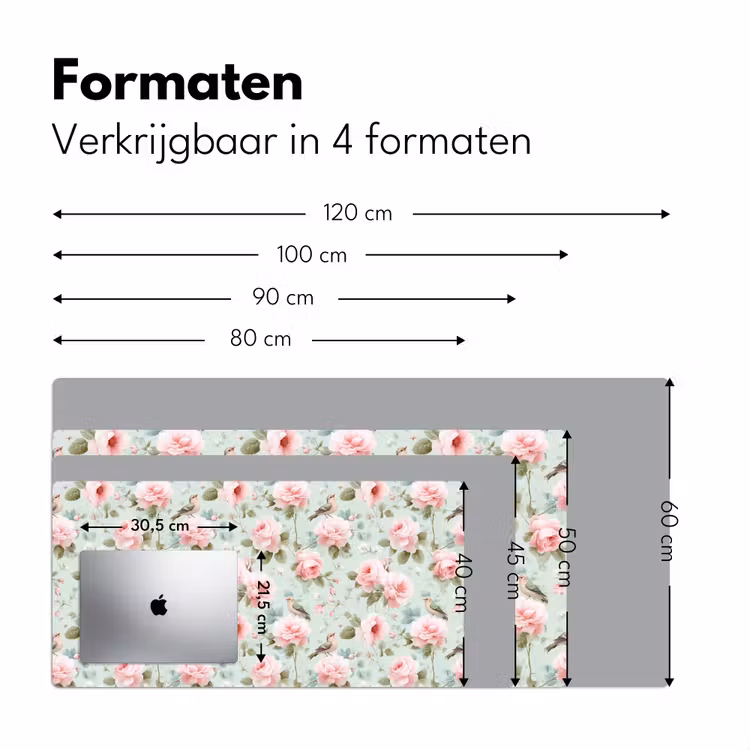 Rozen - Vogels - Pastel - Kleurrijk Muismat XXL klein 681 -sfeer5