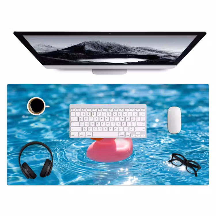 Badeend - Dobberend - Roze Muismat XXL klein -3d