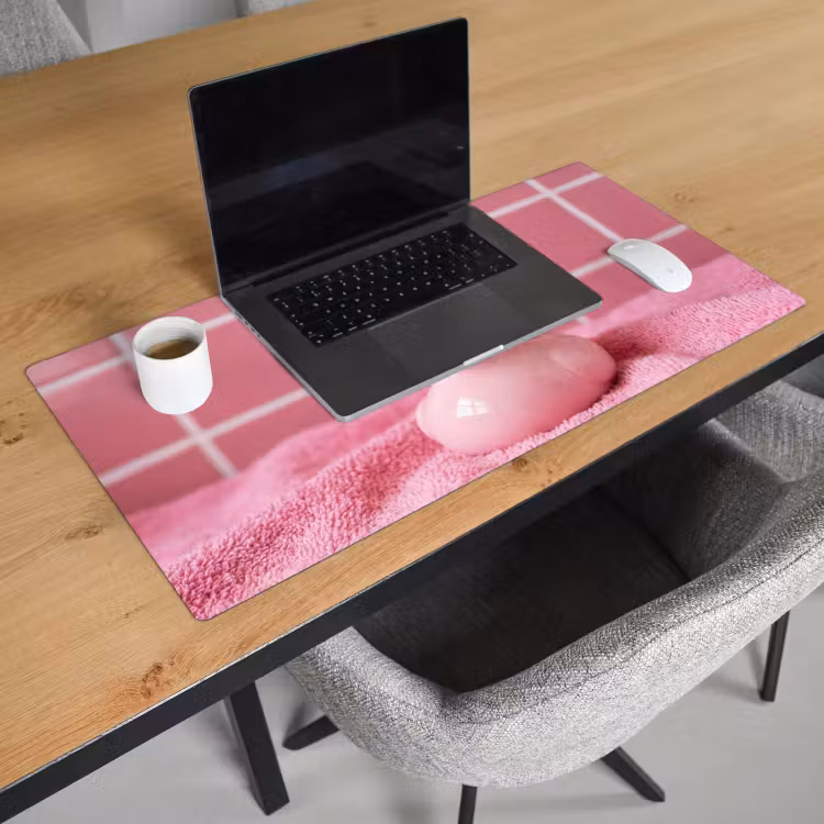 Badeend -Strik - Roze Muismat XXL klein -sfeer1