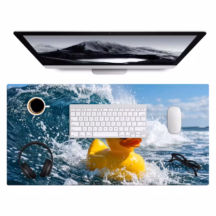 Badeend - Stoer - Golven Muismat XXL klein -3d