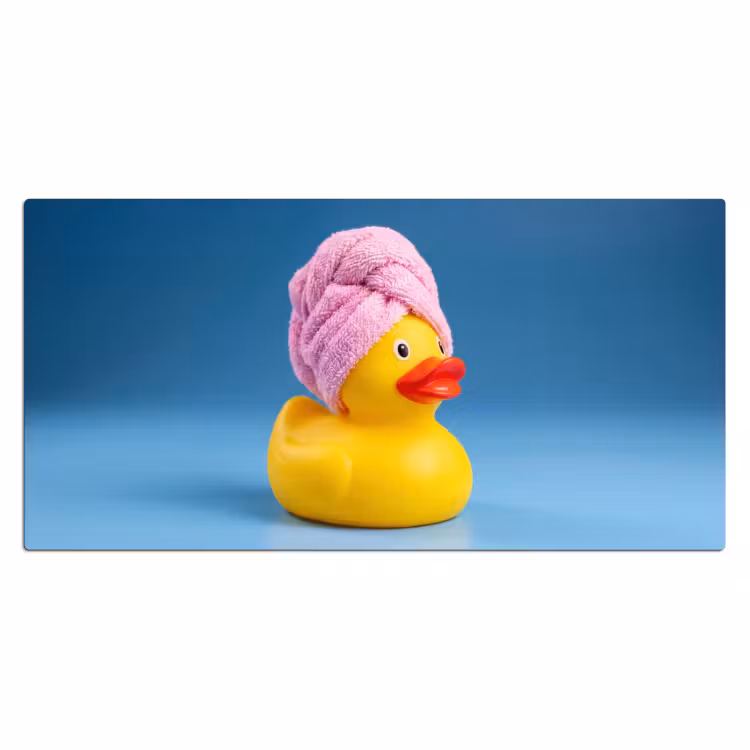 Badeend - Handdoek - Blauw Muismat XXL klein -3d_leeg