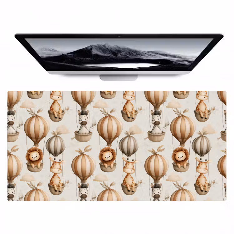 Safari - Luchtballonen - Taupe Muismat XXL klein 681 -zzz3d