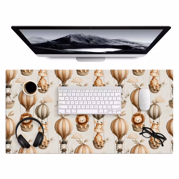 Safari - Luchtballonen - Taupe Muismat XXL klein 681 -3d