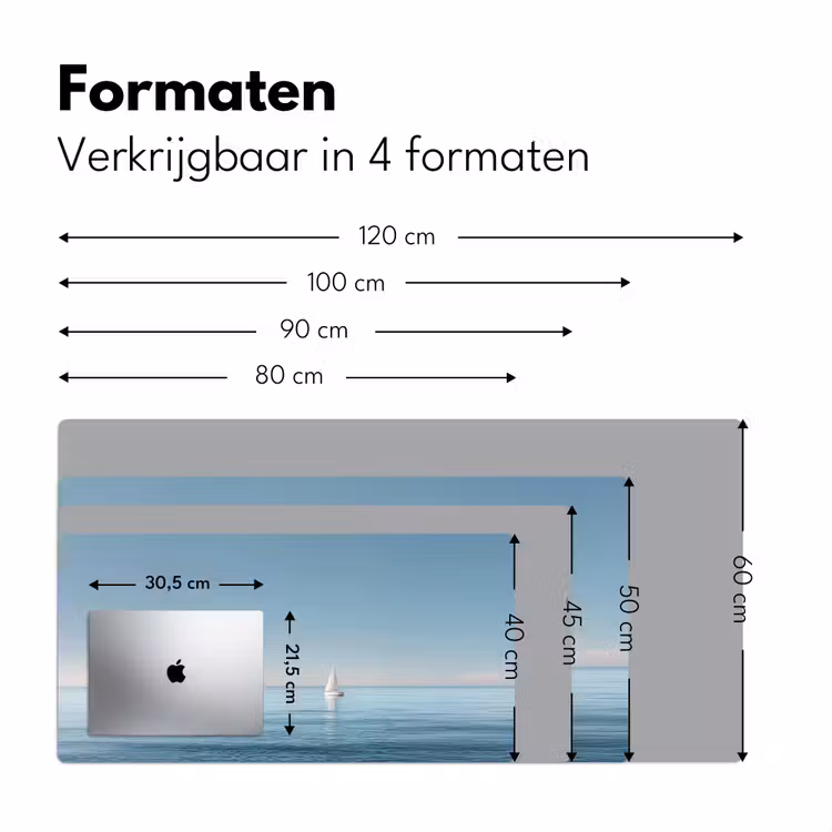 Zeilbootje - Kalme zee - Helderblauwe hemel Muismat XXL klein -sfeer5