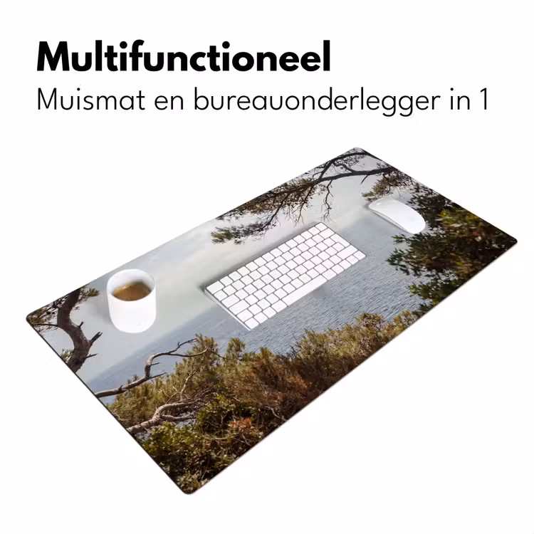 Desk Mat - Sailboat - trees - water - Zeilboot - bomen - water Muismat XXL klein