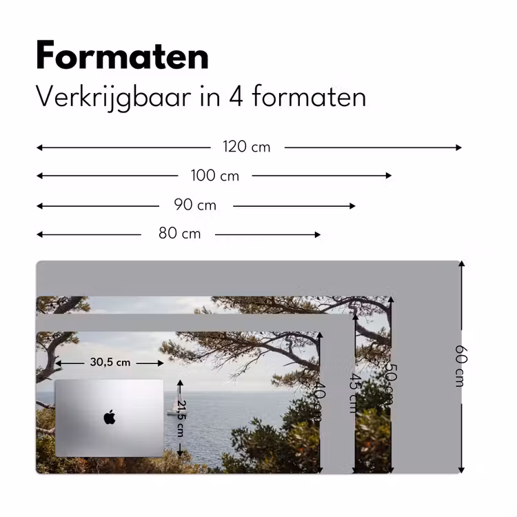 Desk Mat - Sailboat - trees - water - Zeilboot - bomen - water Muismat XXL klein